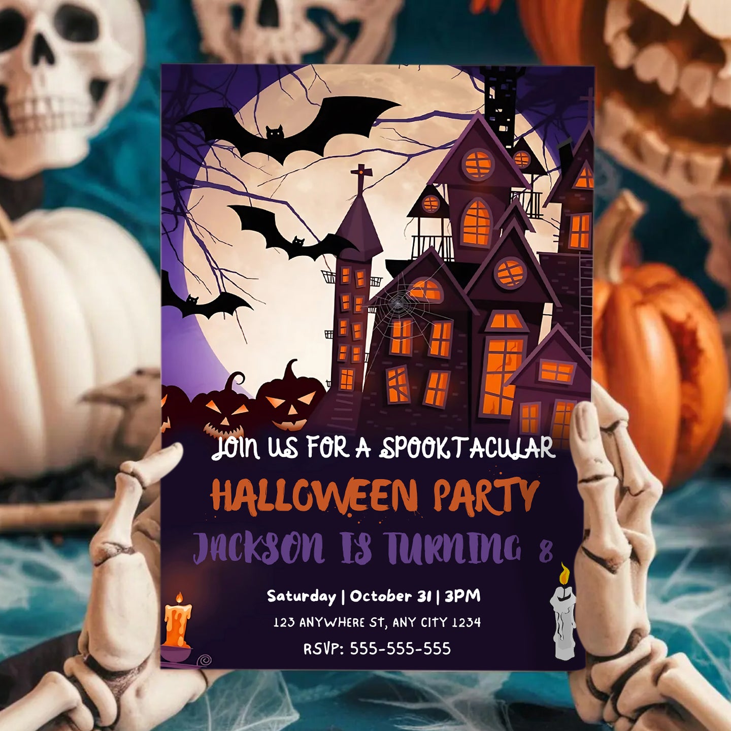 Spooky Haunted House Halloween Birthday Invitation - CreativeRino