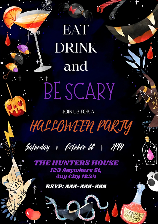 Cocktail Halloween Party Invitation - CreativeRino