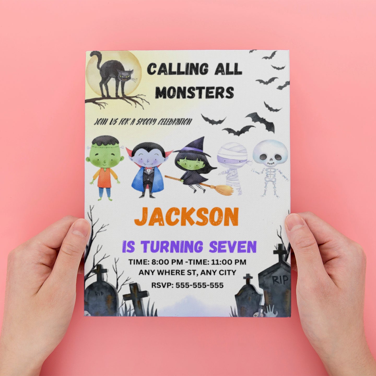 Calling All Monsters Halloween Birthday Template - CreativeRino