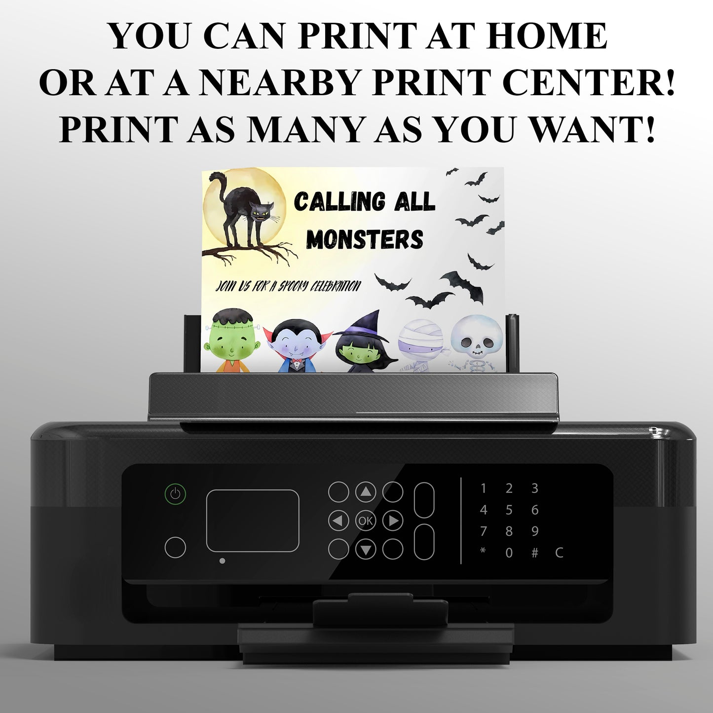 Calling All Monsters Halloween Birthday Template - CreativeRino