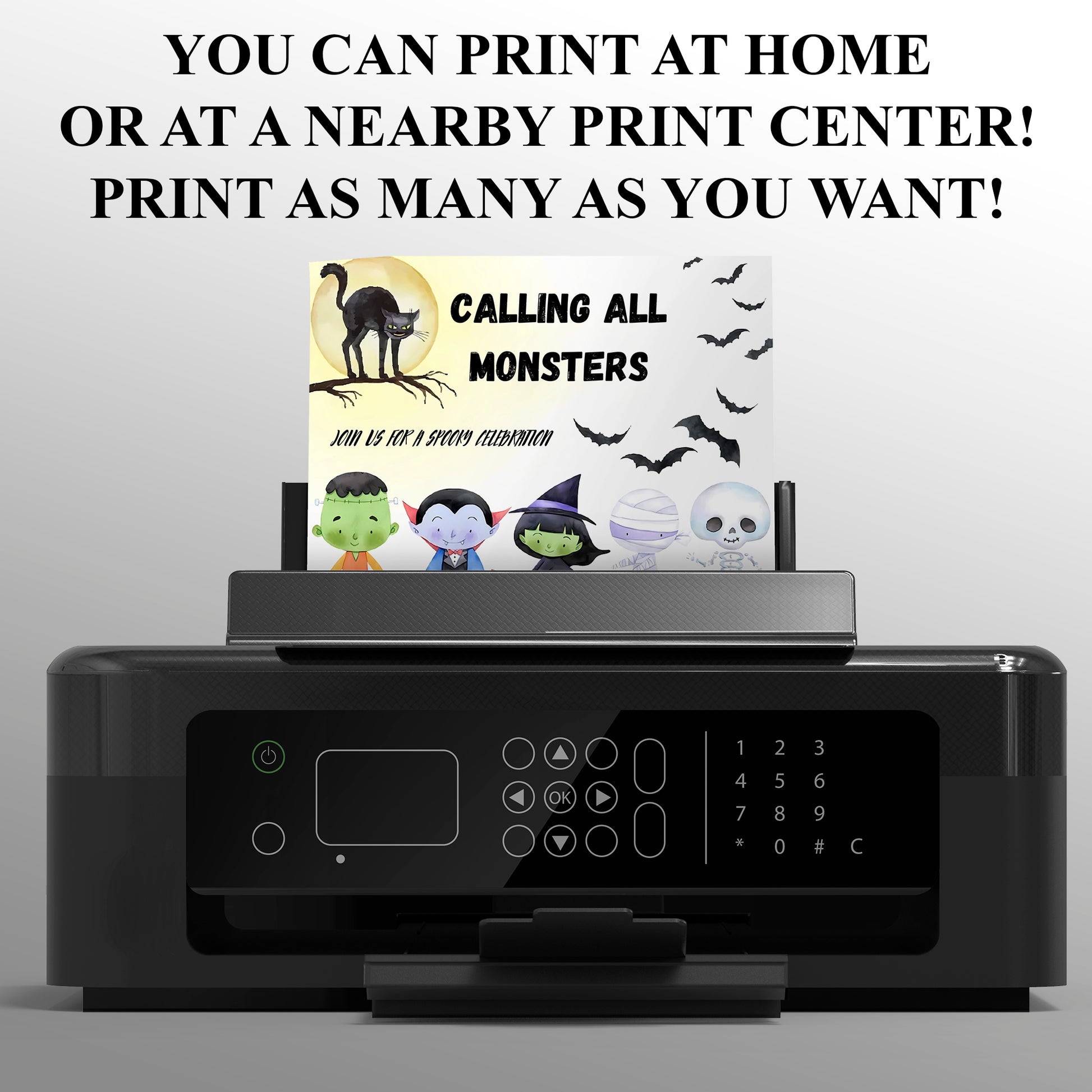 Calling All Monsters Halloween Birthday Template - CreativeRino