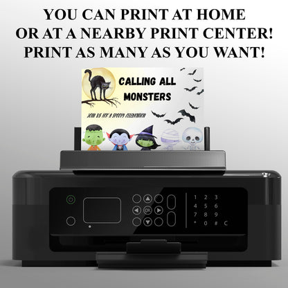 Calling All Monsters Halloween Birthday Template - CreativeRino