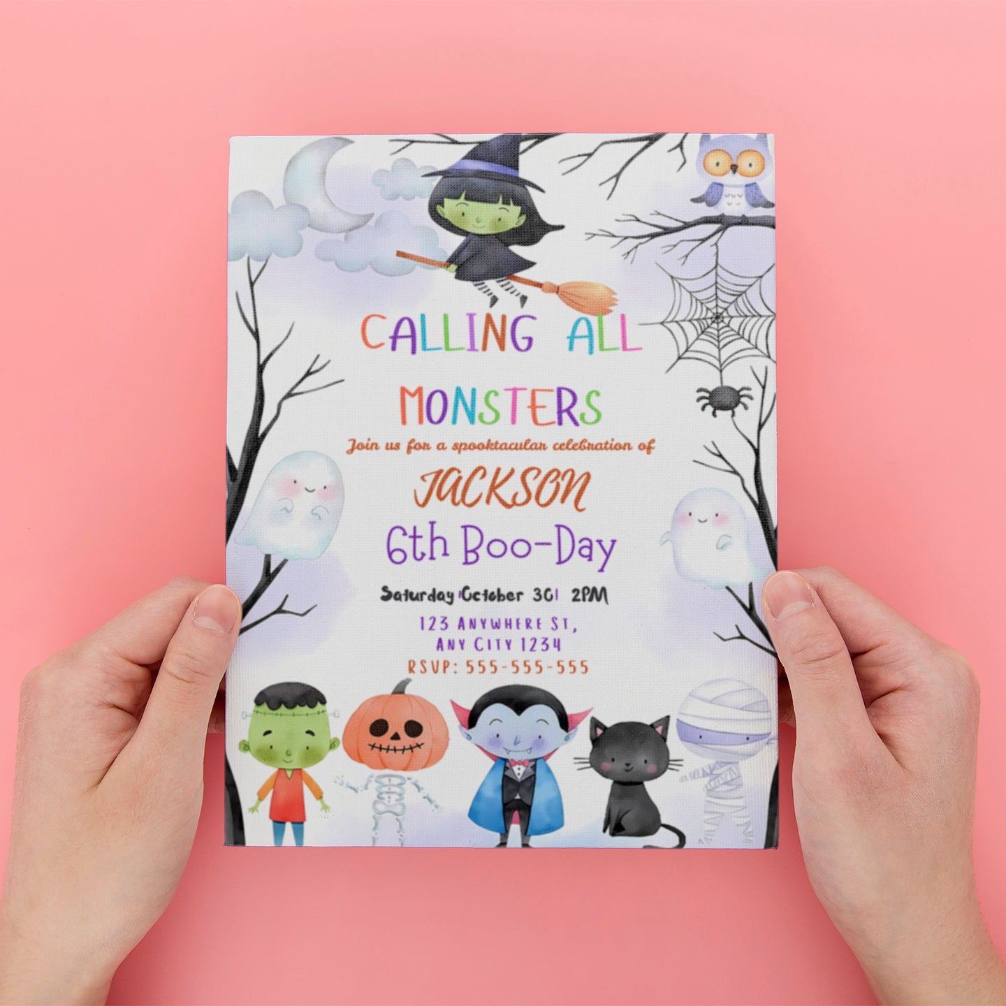 Calling All Monsters Halloween Birthday Invitation - CreativeRino