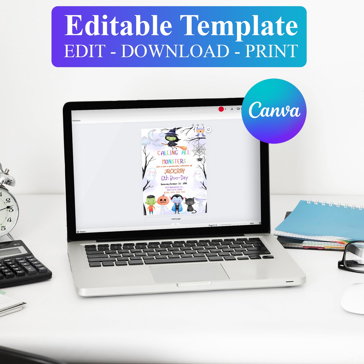 Calling All Monsters Halloween Birthday Invitation - CreativeRino