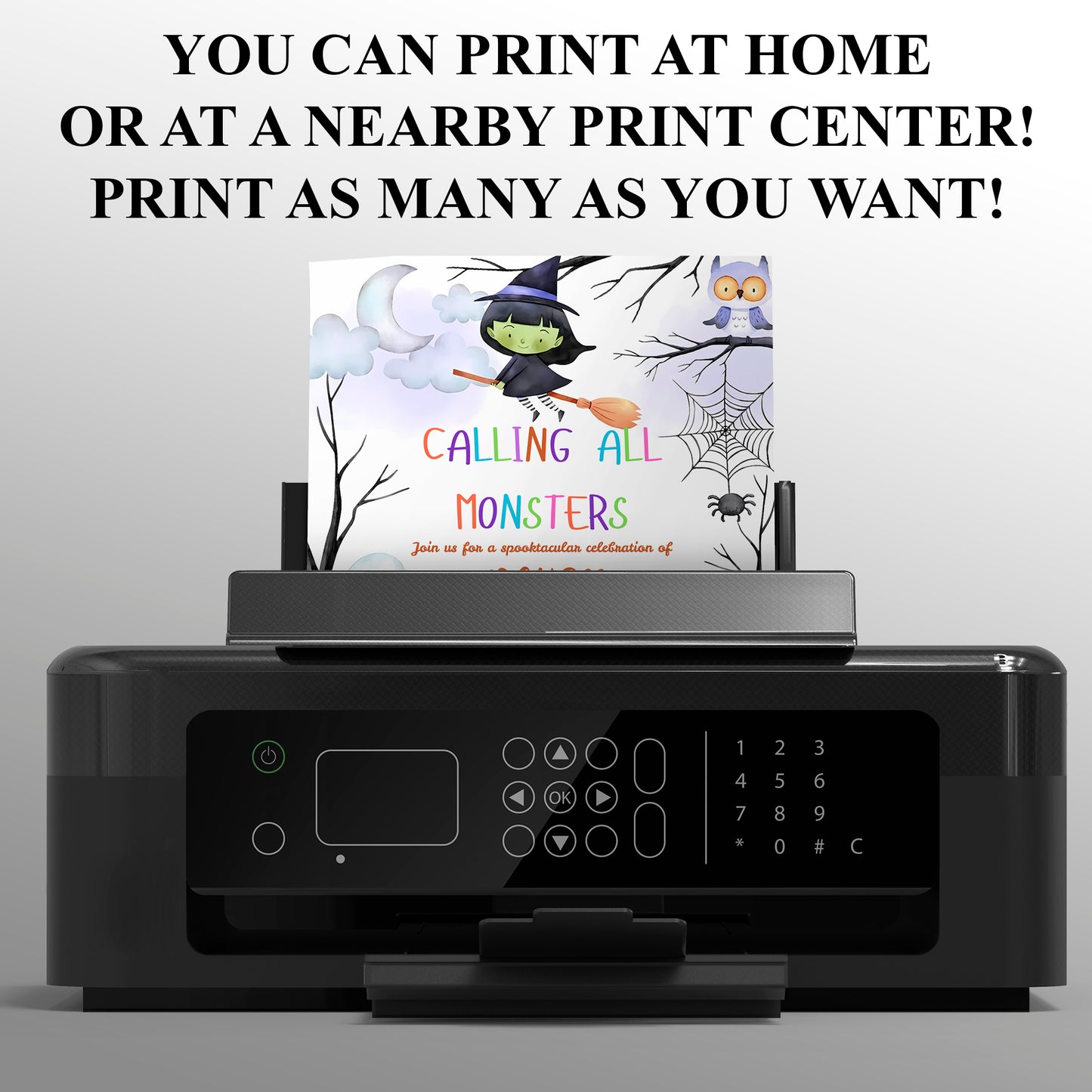 Calling All Monsters Halloween Birthday Invitation - CreativeRino