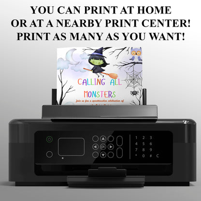 Calling All Monsters Halloween Birthday Invitation - CreativeRino
