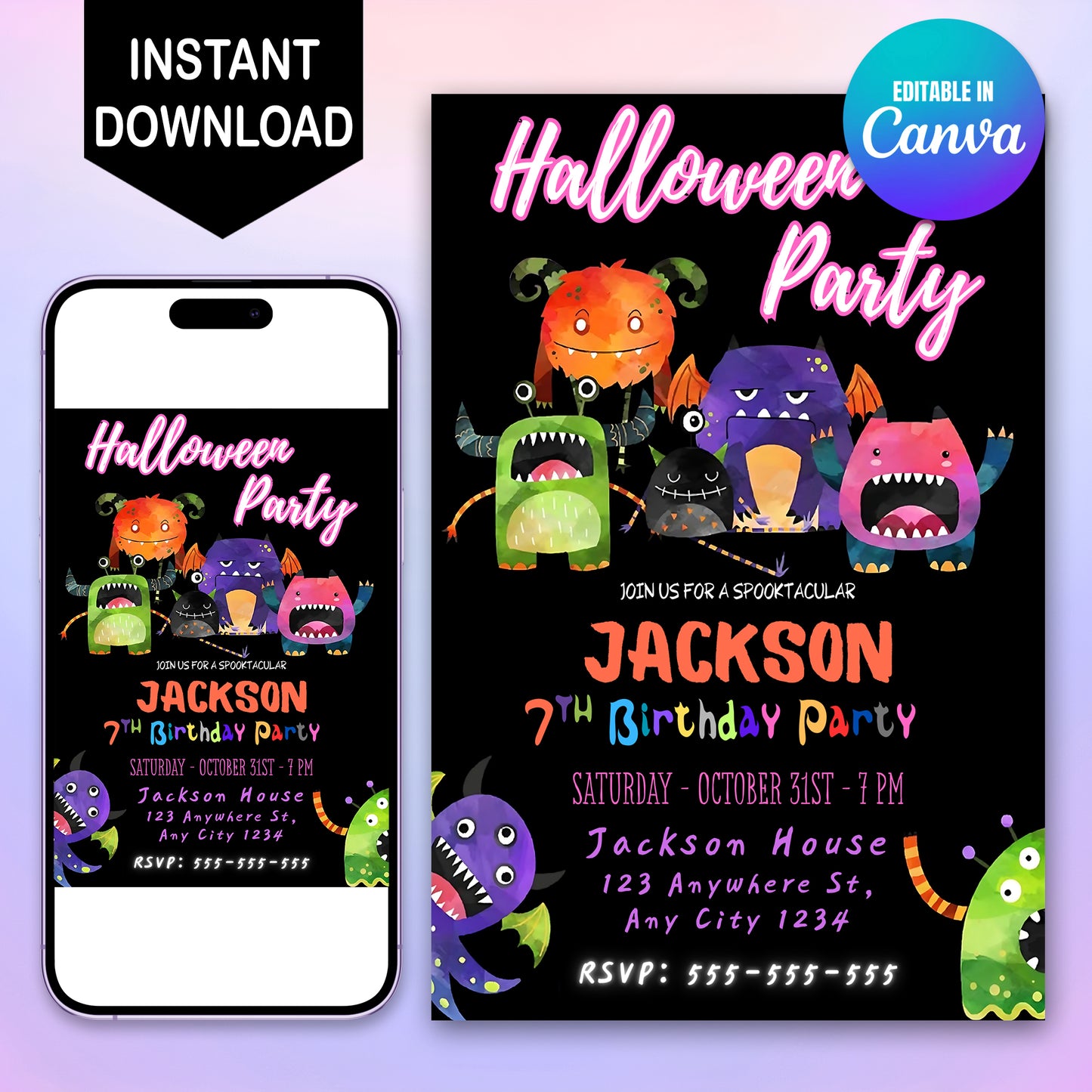 Halloween Birthday Invitation Template - CreativeRino