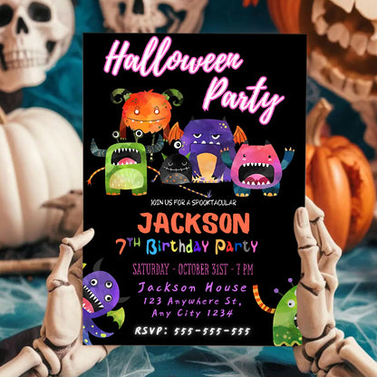 Halloween Birthday Invitation Template - CreativeRino