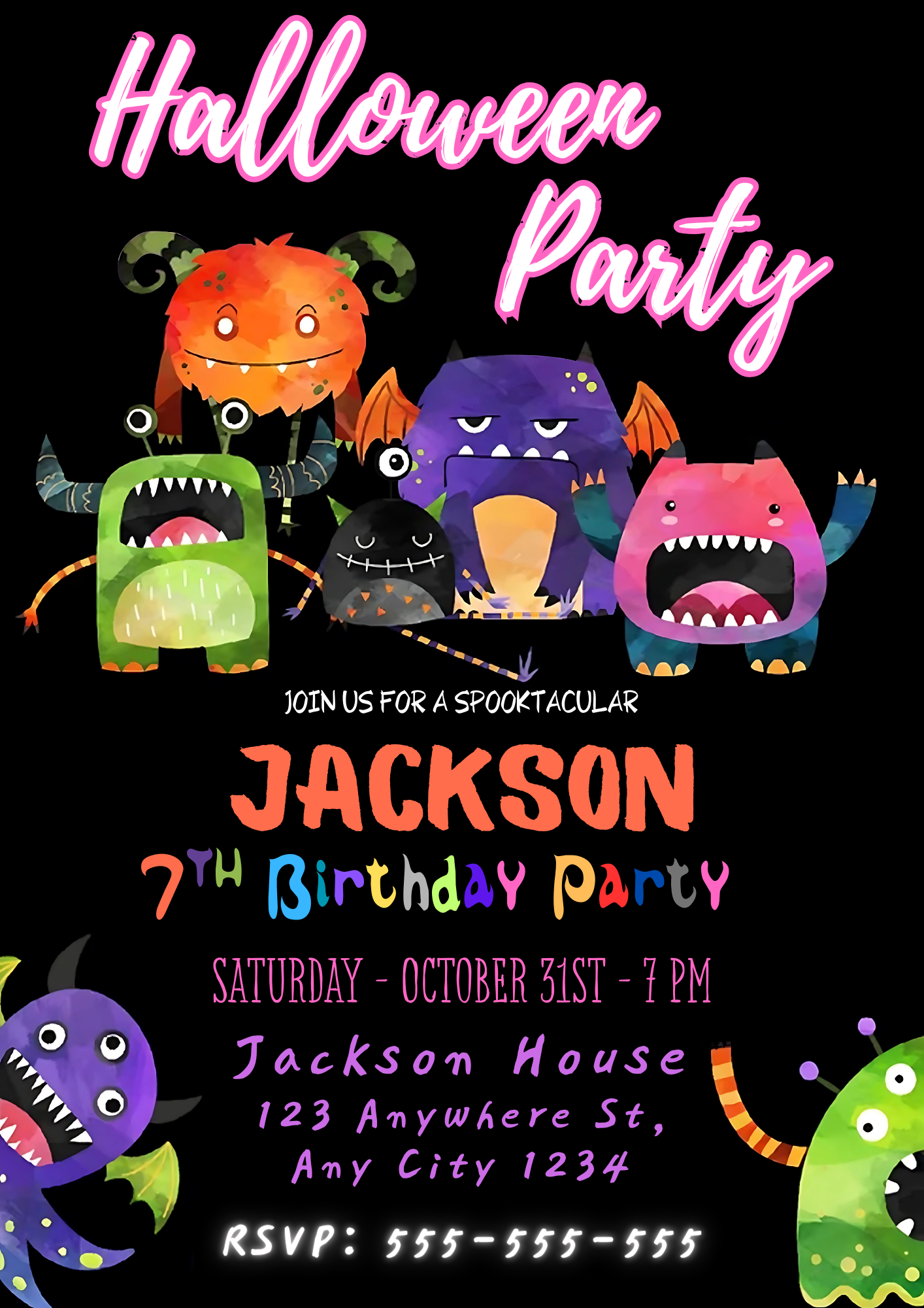Halloween Birthday Invitation Template - CreativeRino