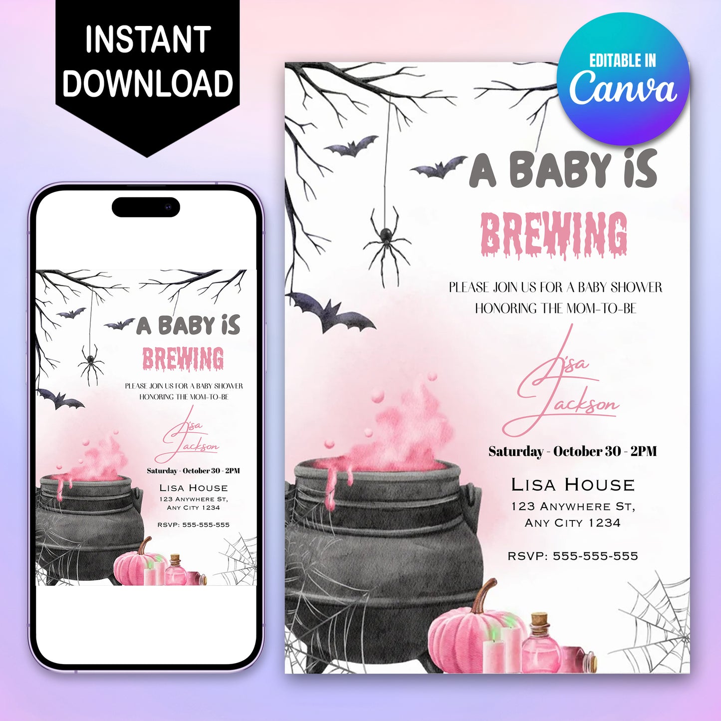 A Baby is Brewing Halloween Baby Shower Invitation - CreativeRino