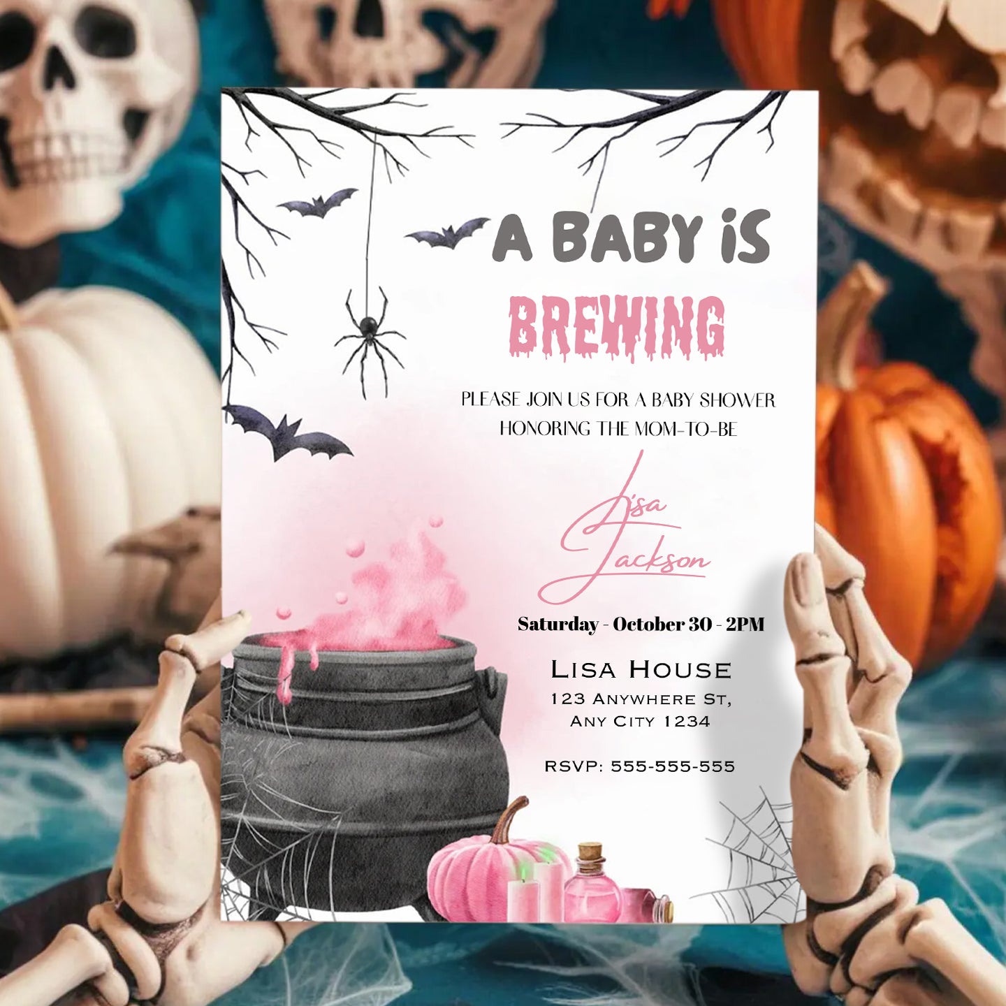 A Baby is Brewing Halloween Baby Shower Invitation - CreativeRino