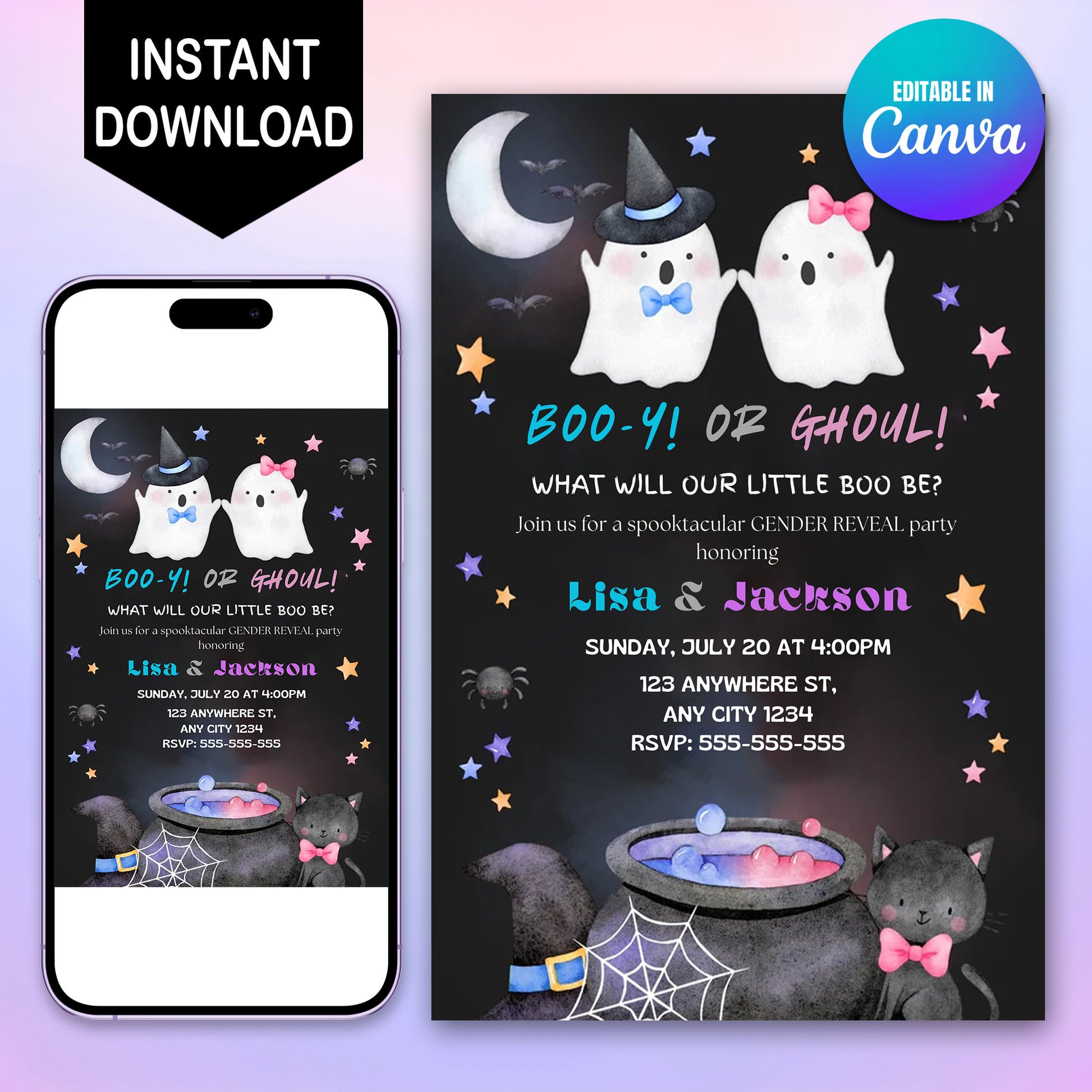 Halloween Gender Reveal Invitation - CreativeRino