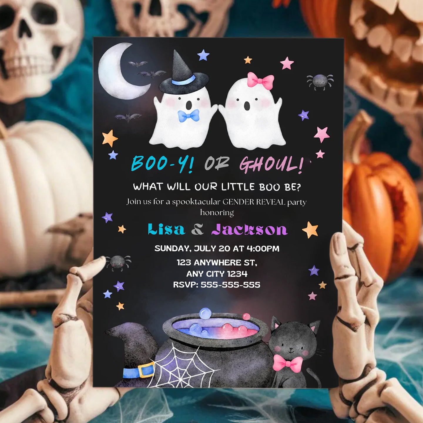Halloween Gender Reveal Invitation - CreativeRino