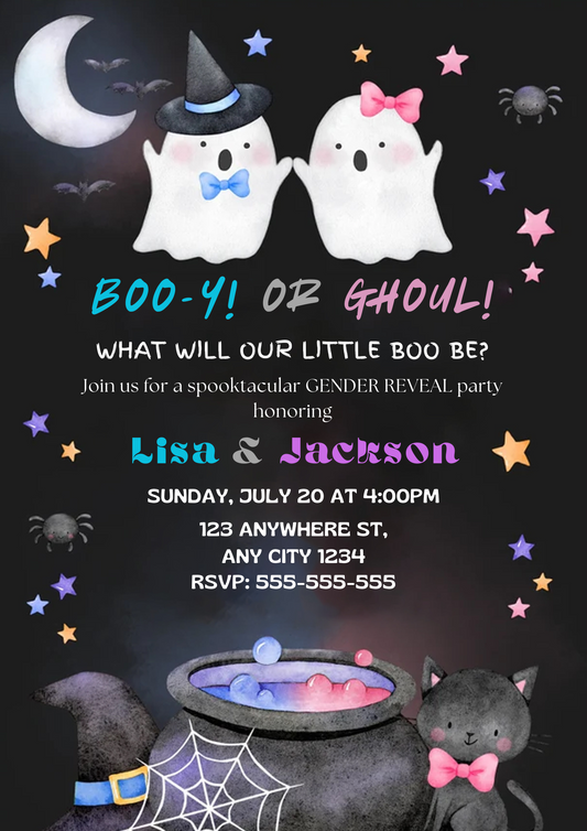 Halloween Gender Reveal Invitation - CreativeRino