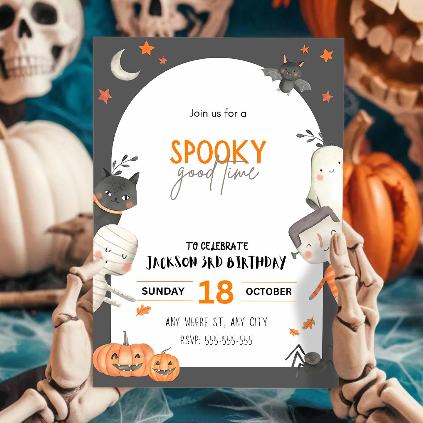 Kids Halloween Party Invitation - CreativeRino
