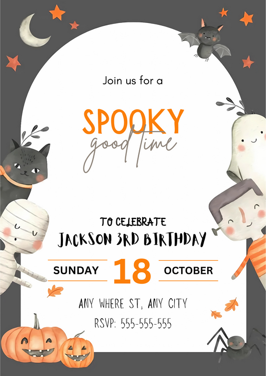 Kids Halloween Party Invitation - CreativeRino