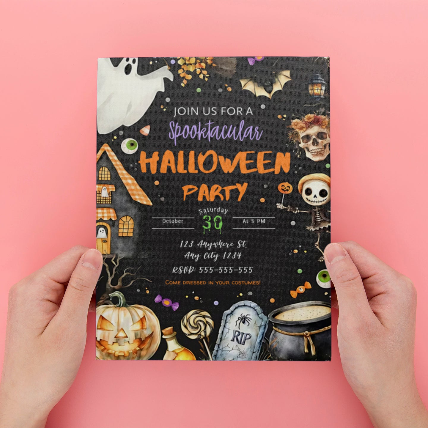 Editable Halloween Birthday Invitation Template - CreativeRino