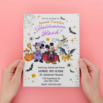 Disney Halloween Mickey and Friends Birthday Invitation - CreativeRino