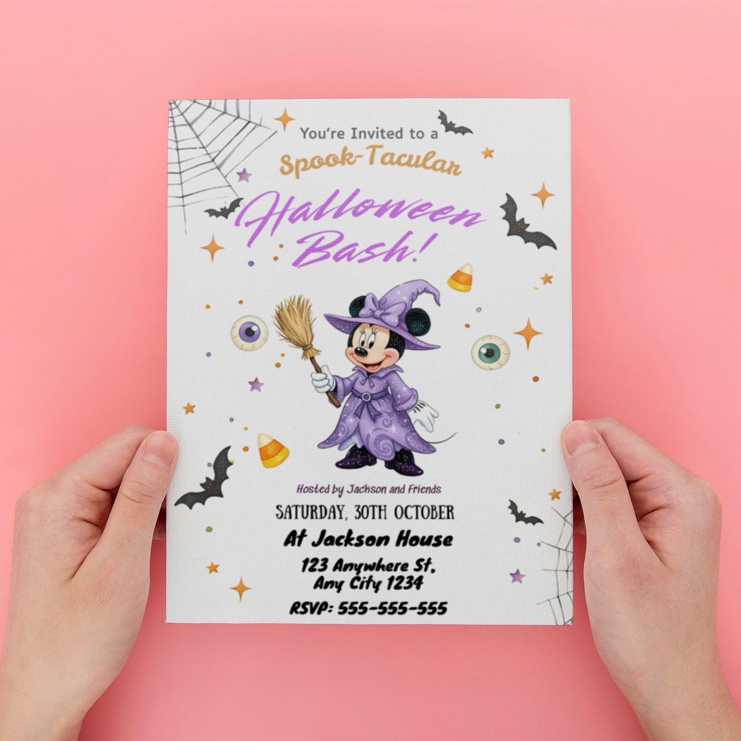 Minnie Mouse Halloween Birthday Invitation - CreativeRino