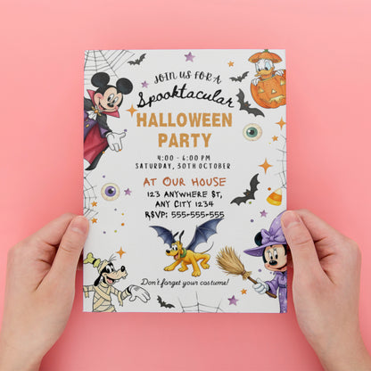 Mickey Mouse and Friends Halloween Birthday Invitation - CreativeRino