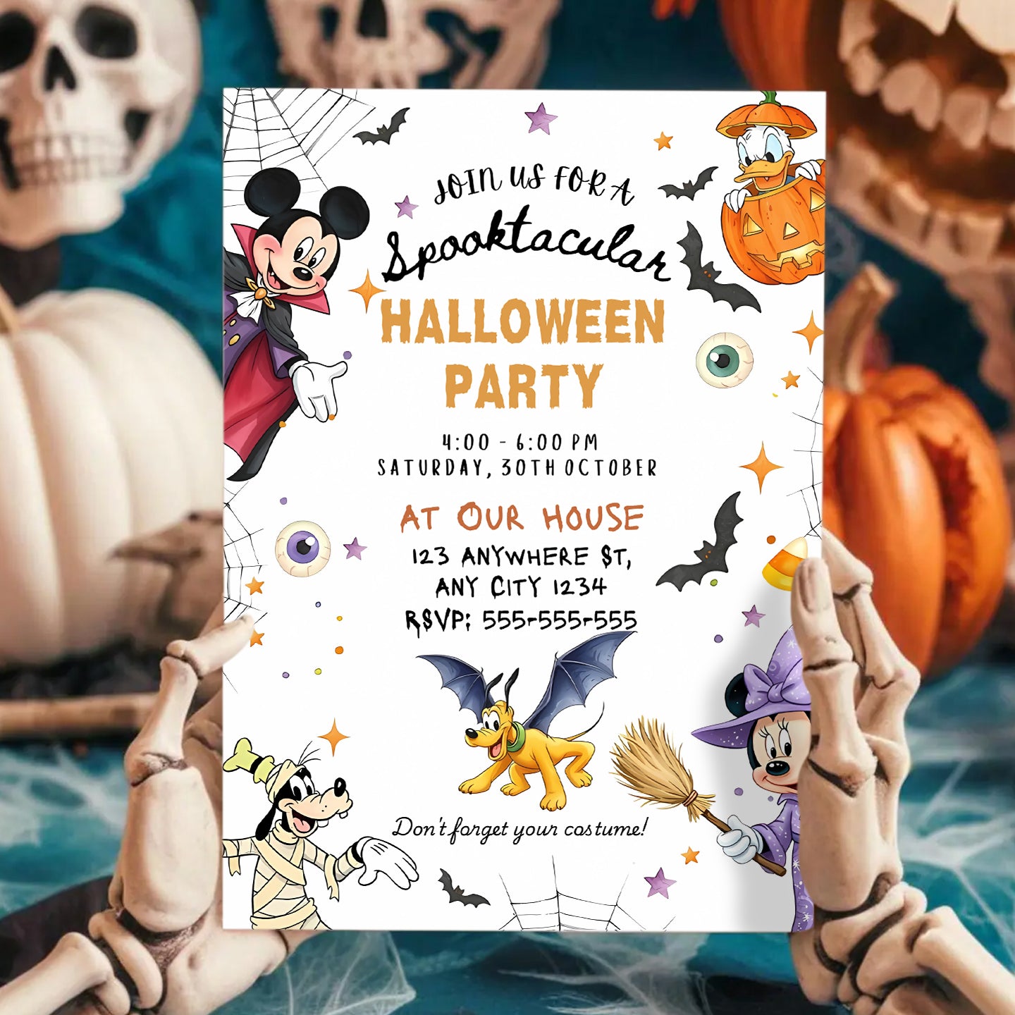 Mickey Mouse and Friends Halloween Birthday Invitation - CreativeRino