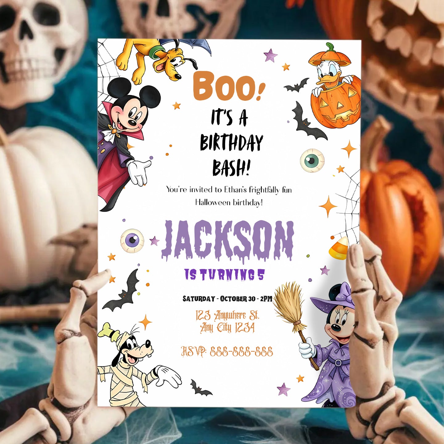 Mickey Mouse and Friends Halloween Birthday Party Template - CreativeRino