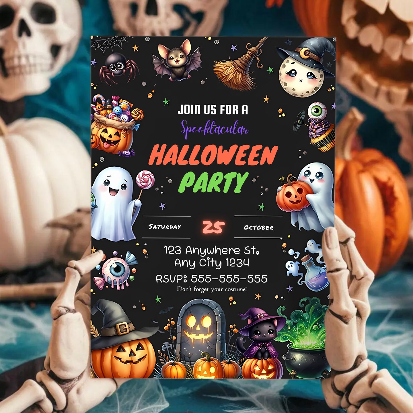 Halloween Birthday Invitation Template - CreativeRino