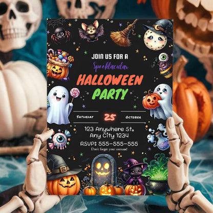 Halloween Birthday Invitation Template - CreativeRino