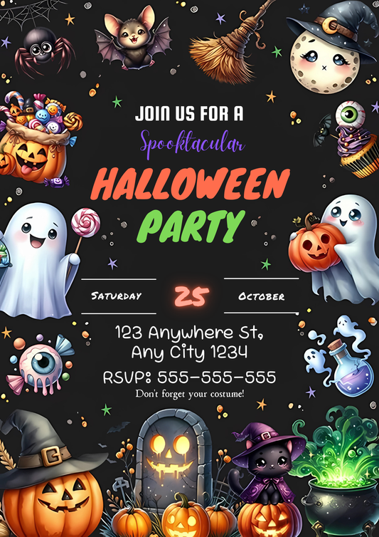 Halloween Birthday Invitation Template - CreativeRino