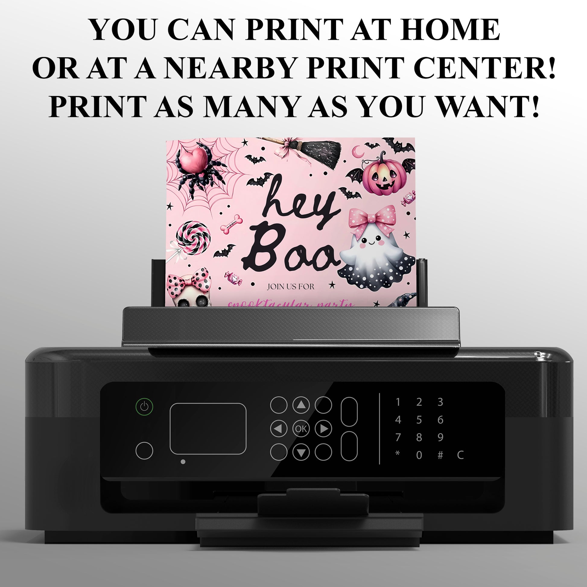 Pink Halloween Birthday Invitation - CreativeRino