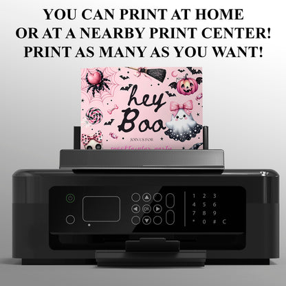 Pink Halloween Birthday Invitation - CreativeRino