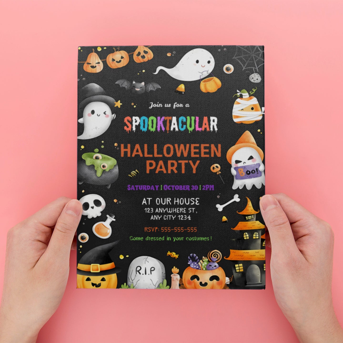 Editable Halloween Birthday Party Invitation Template - CreativeRino