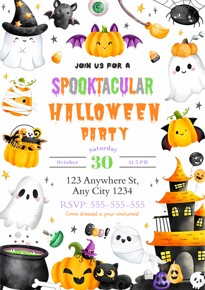 Halloween Theme Birthday Invitation - CreativeRino