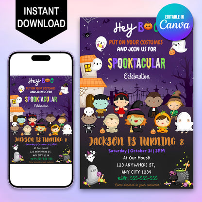 Spooktacular Halloween Birthday Invitation - CreativeRino