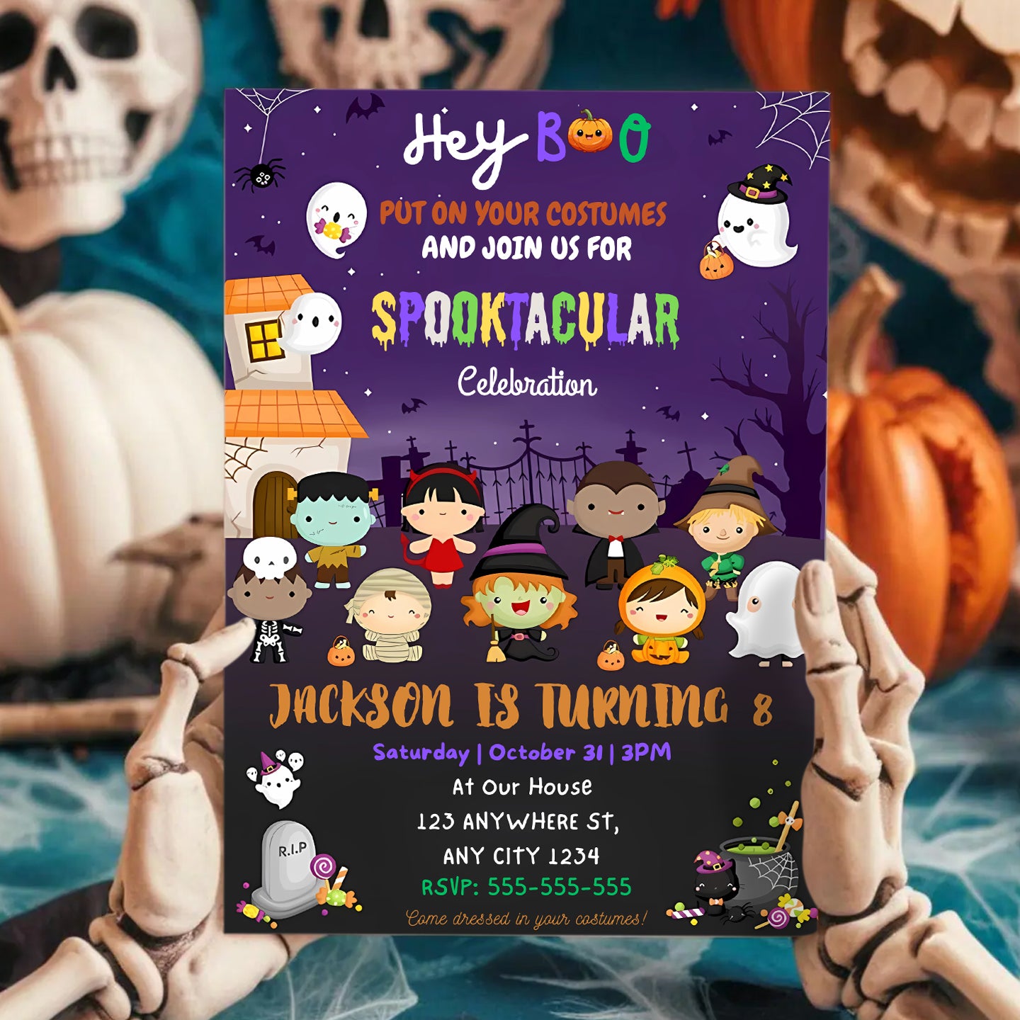 Spooktacular Halloween Birthday Invitation - CreativeRino