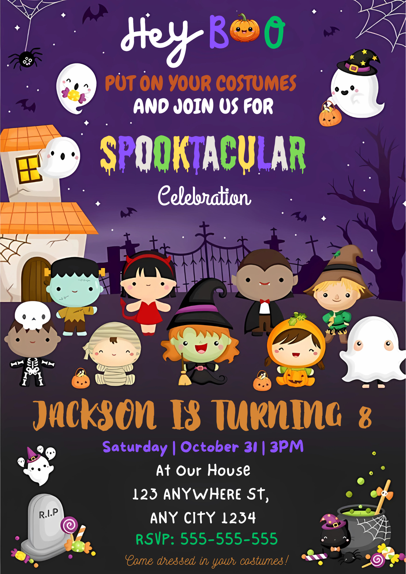 Spooktacular Halloween Birthday Invitation - CreativeRino