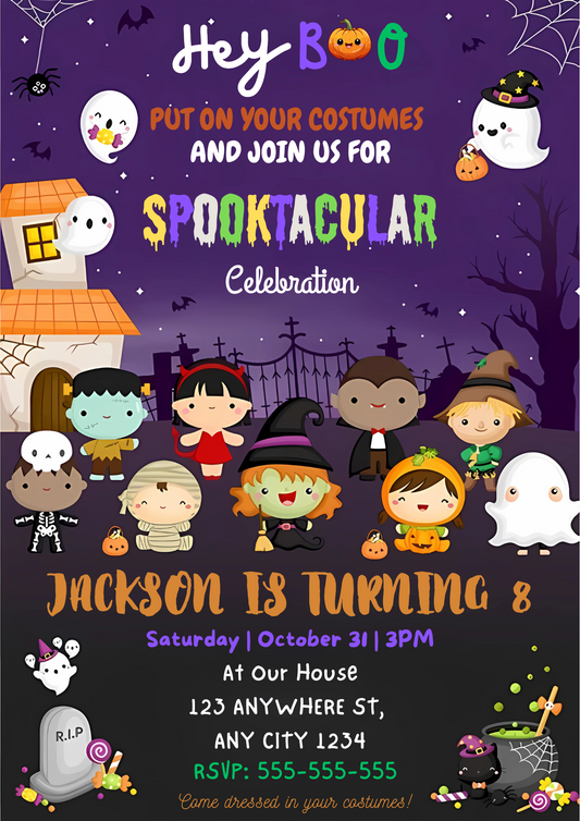 Spooktacular Halloween Birthday Invitation - CreativeRino