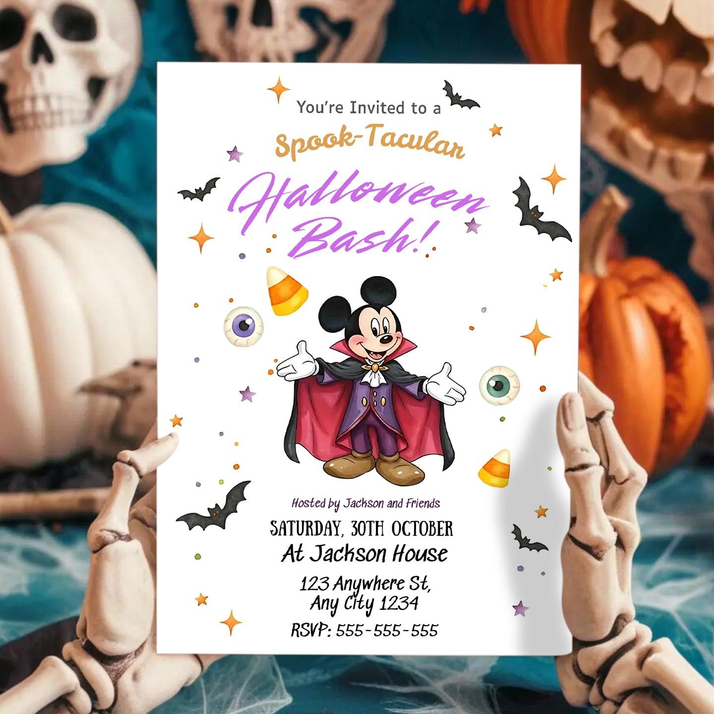 Mickey Mouse Halloween Birthday Invitation - CreativeRino