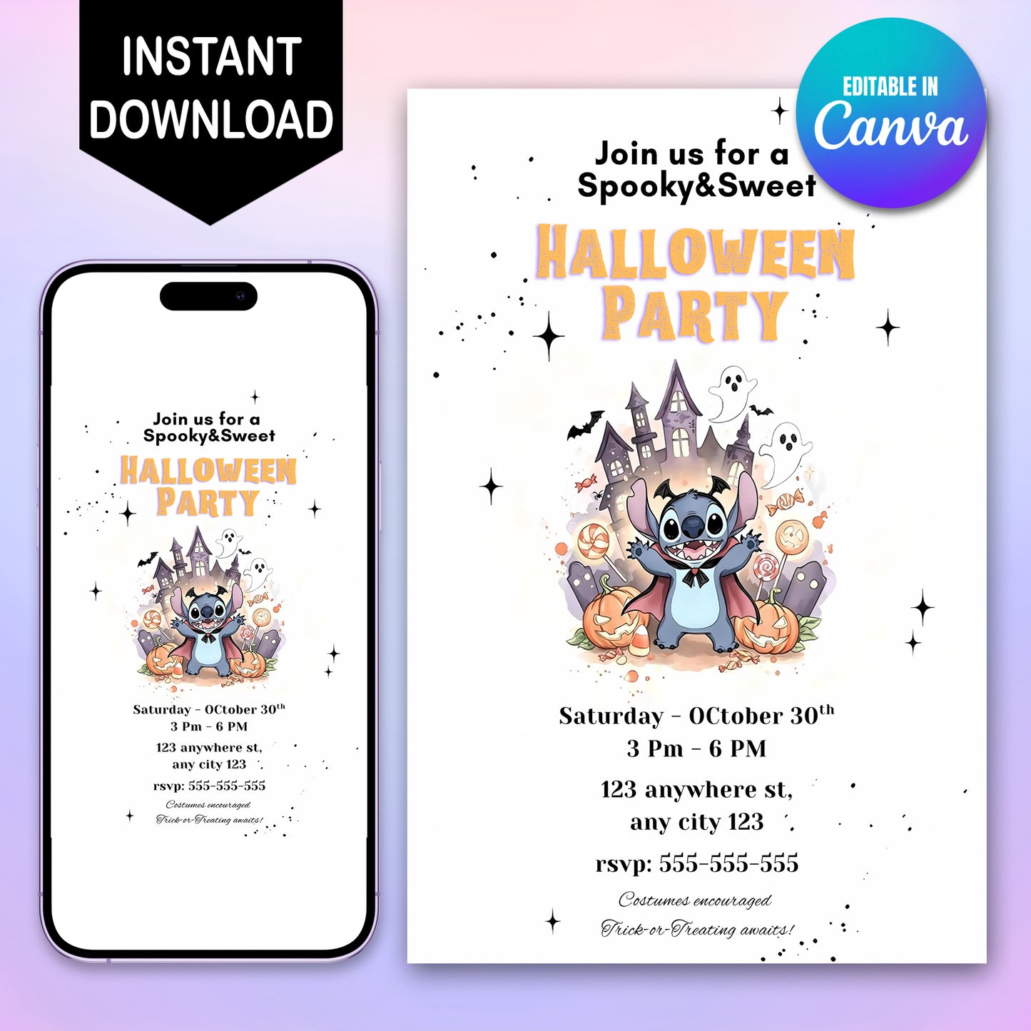Classic Stitch Halloween Invitation - CreativeRino