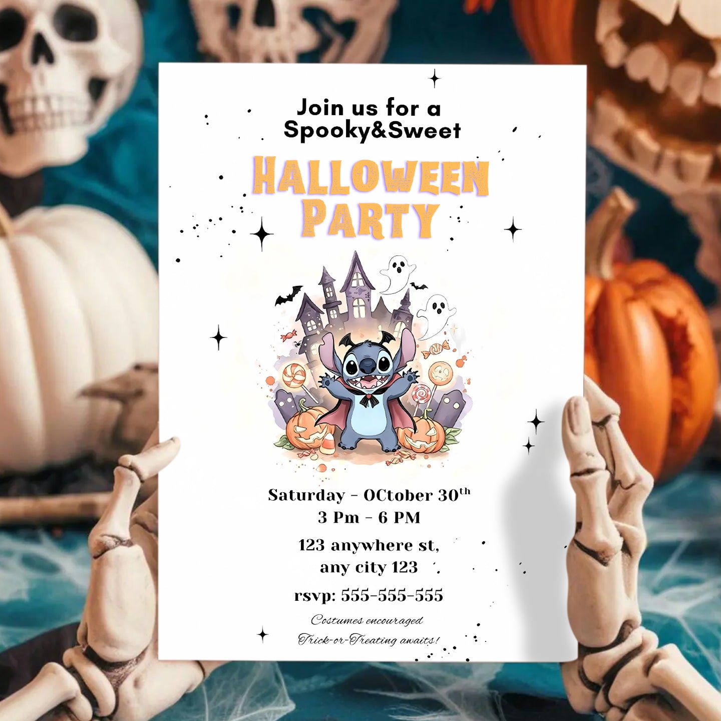 Classic Stitch Halloween Invitation - CreativeRino