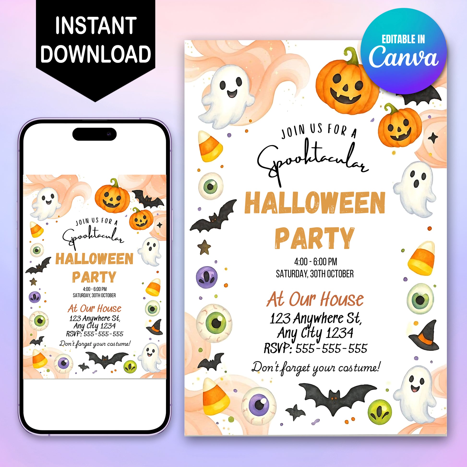 Halloween Party Boo Ghost Invitation - CreativeRino