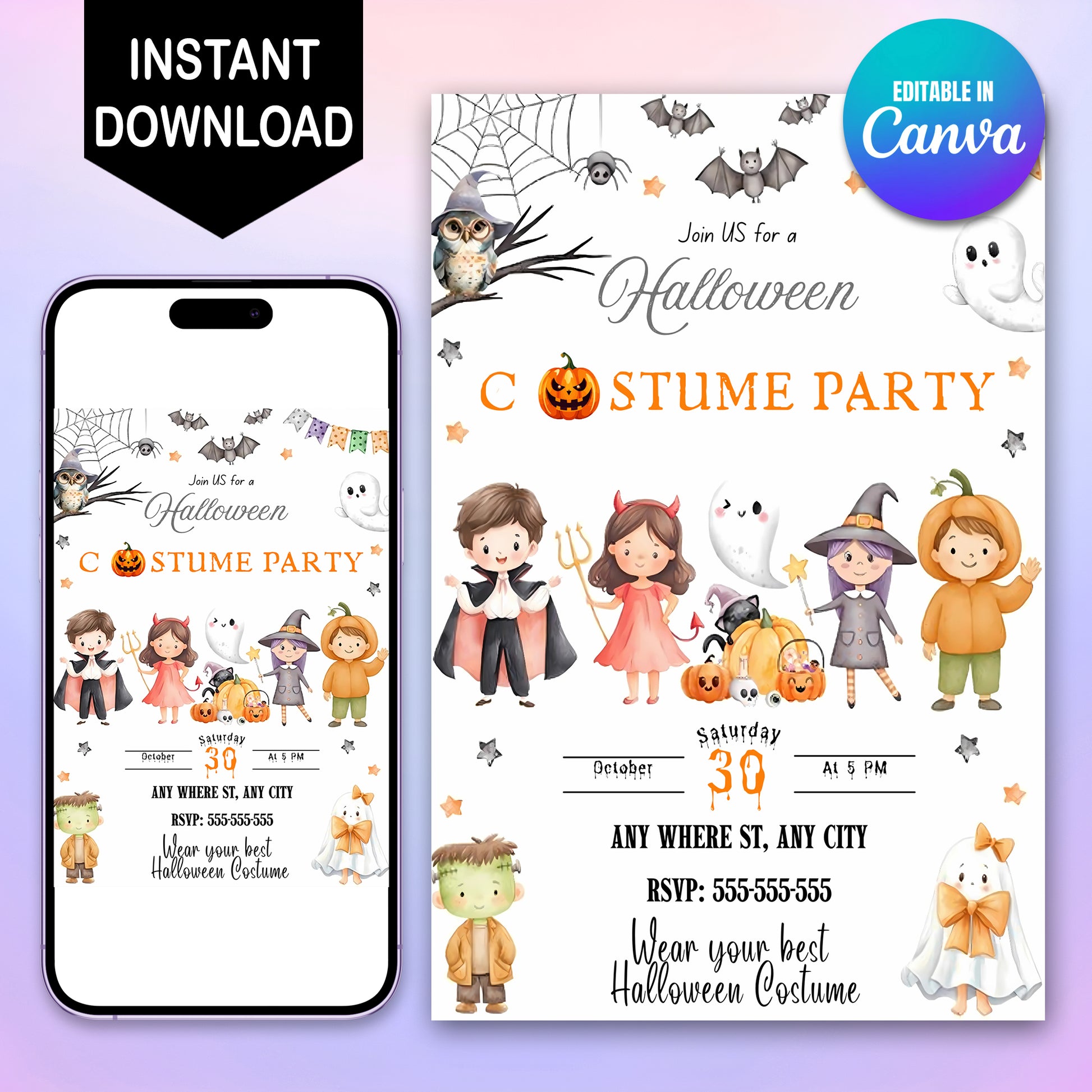 Editable Halloween Costume Party Invitation - CreativeRino