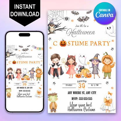 Editable Halloween Costume Party Invitation - CreativeRino