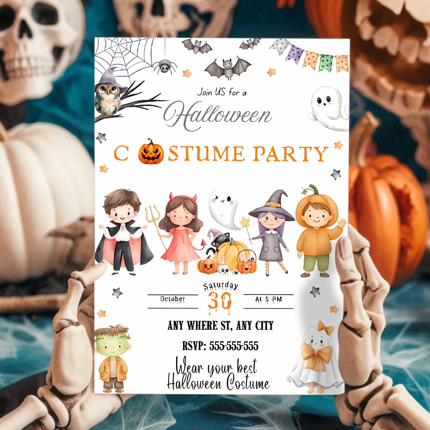 Editable Halloween Costume Party Invitation - CreativeRino