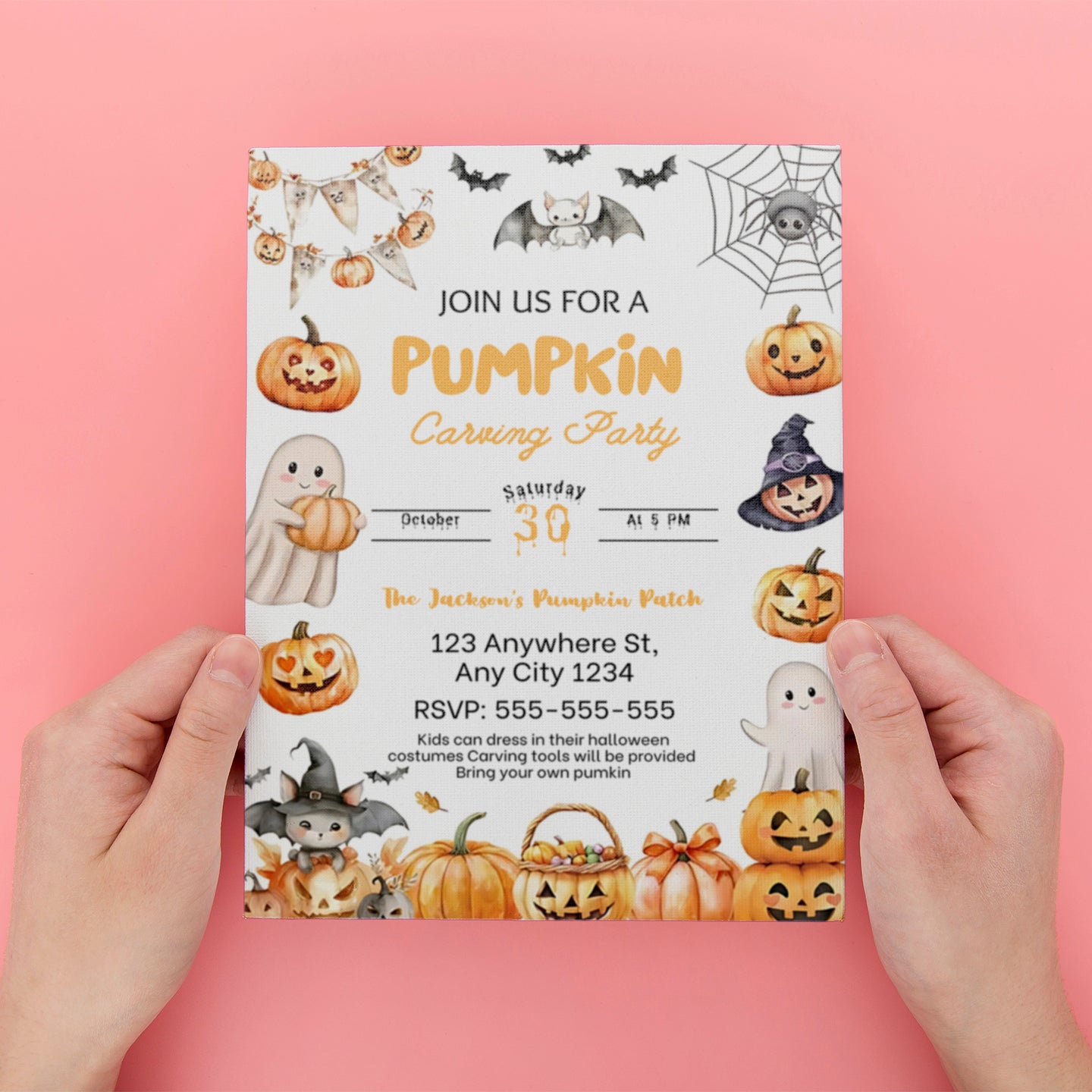 Editable Halloween Pumpkin Carving Party Invitation - CreativeRino