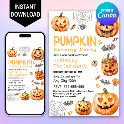 Halloween Pumpkin Carving Party Invitation - CreativeRino