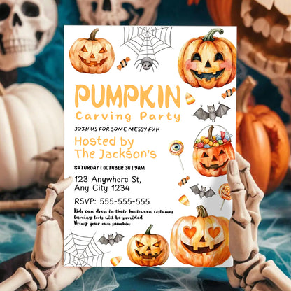 Halloween Pumpkin Carving Party Invitation - CreativeRino