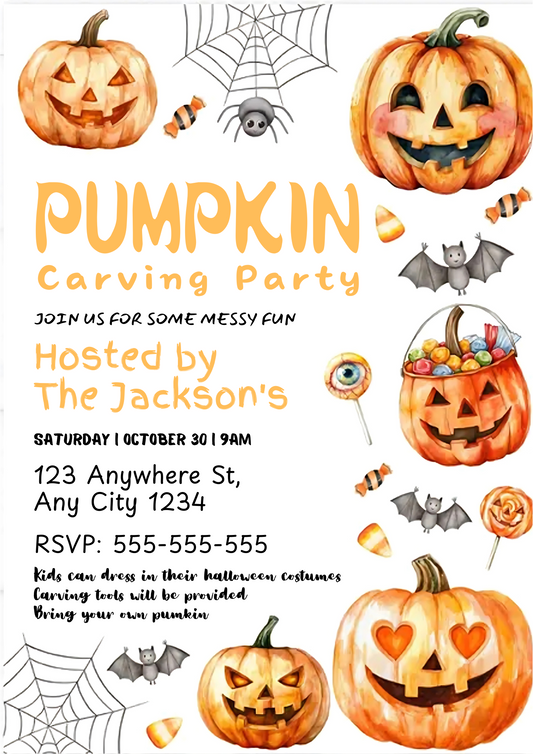 Halloween Pumpkin Carving Party Invitation - CreativeRino
