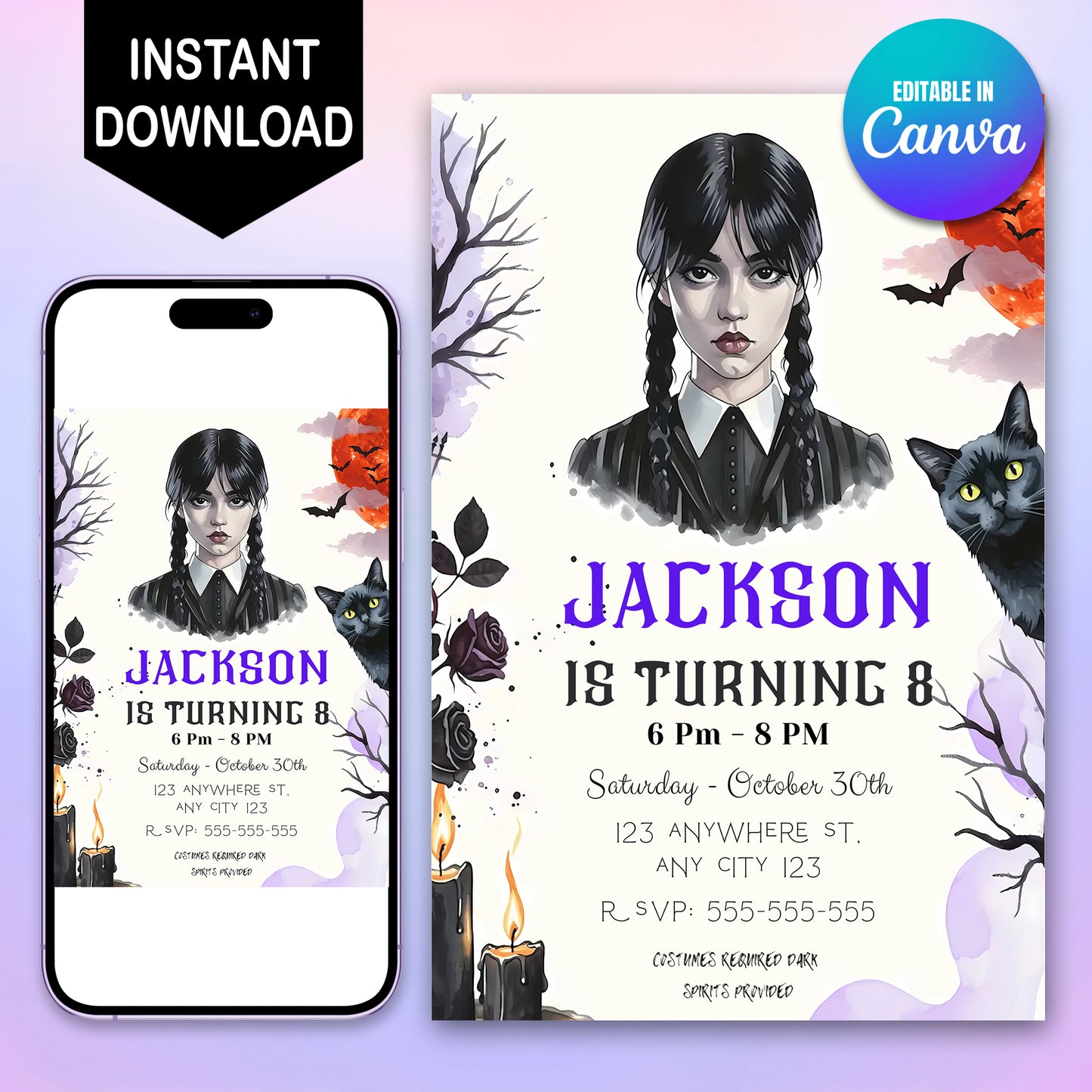 Wednesday Birthday Invitation Template - CreativeRino