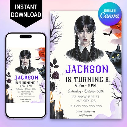 Wednesday Birthday Invitation Template - CreativeRino